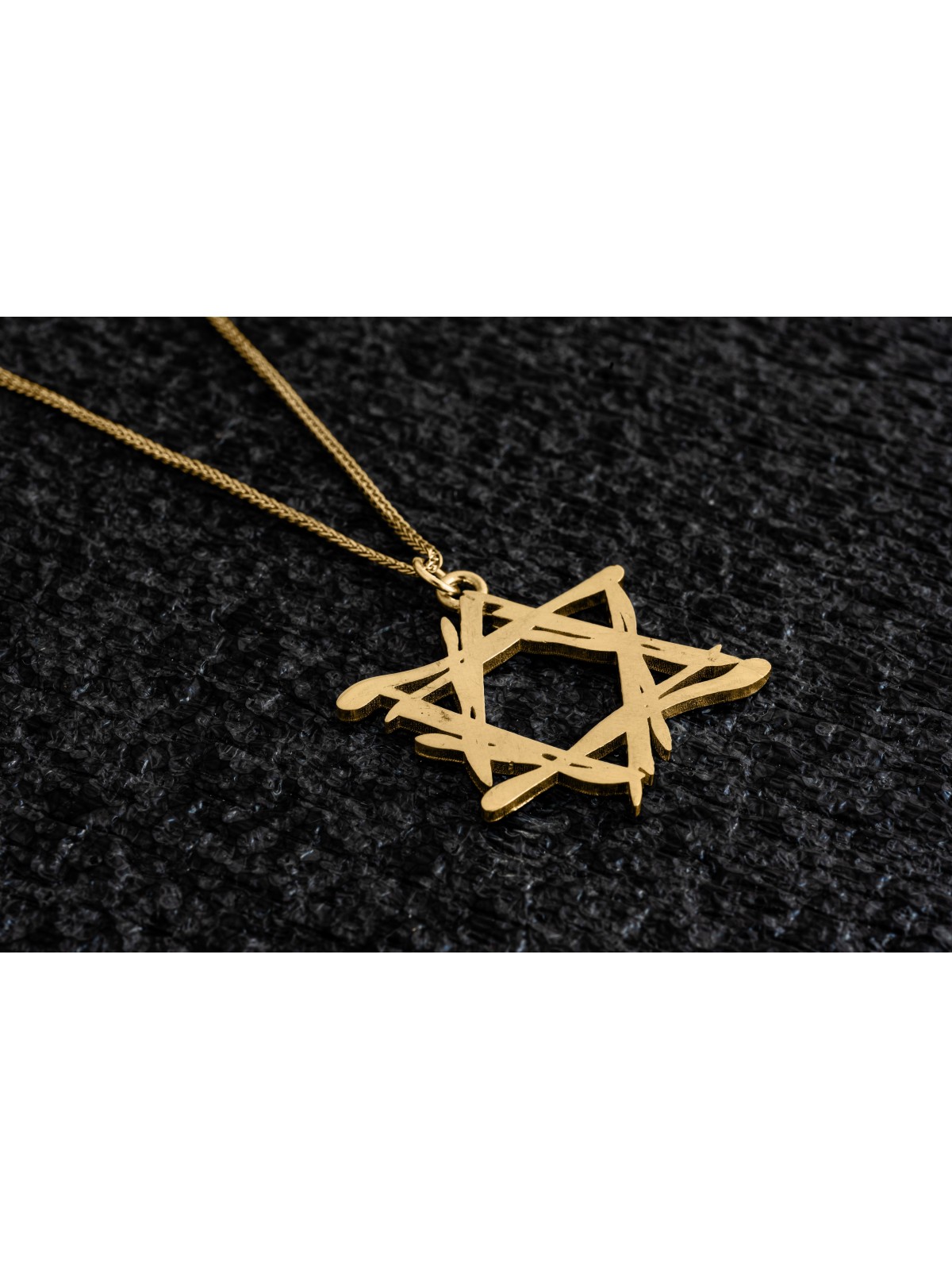 שרשרת מגן דוד זהב בסגנון חופשי אסימטרי, מתנת חתונה יהודית